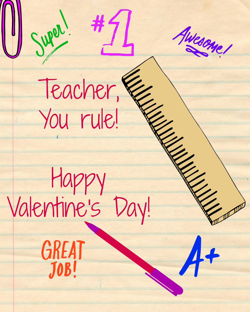 Teacher Valentines Day Card Family Fun Journal